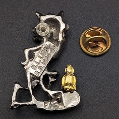 Vintage Pin Tie Tack Winking Cartoon Fox HL Libby RD 1984-85 Silver & Gold Tone