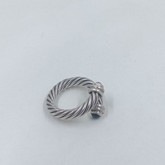 Vtg Sterling Silver Twisted Cable Wrap Ring Black Onyx Style Open Bypass…