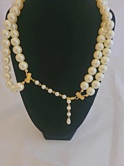 Vintage Two Strand White Pearls Hook Adjustable Clasp