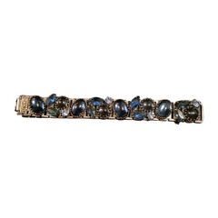 Vintage 7 ” Blue Rhinestone Bracelet Unsigned Unique Piece
