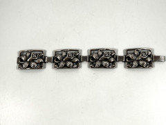 DANECRAFT STERLING SILVER LILY FLORAL PANEL VINTAGE BRACELET 7in