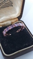 Vintage 1990-s 14 Ct Rolled Gold Amethyst Band Ring Size UK S US 9- Hallmarked.