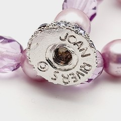 Vintage Joan Rivers Lavender Glass Pearls Crystal Beaded Necklace, Screw Clasp
