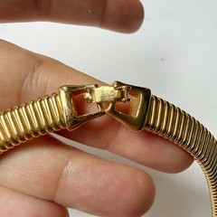 Vintage Morgan Taylor Bronze Enamel Goldtone Omega Collar Necklace