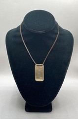 925 Sterling Silver Dog Tag & Southwestern Bone Turquoise Necklace Lot 10.7g