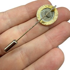Signed vintage Kenneth Lane coin cameo stick pin lapel brooch