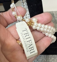 Pearlessence Trifari Triple Strand Faux Pearl 6mm Choker Necklace 14” Adj.