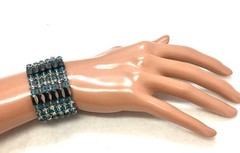 Magnetic Therapy Blue Crystal Hematite Wrap Bracelet 36” #51-5