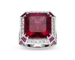 8.95Ct Art Deco Style Lab Created Ruby Engagement Wedding 14K White Gold FN Ring