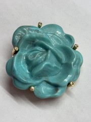 Joan Rivers Vintage Brooch.Aquamarine Teal Turquoise Acrylic/Resin Large Flower