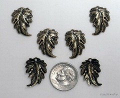 #3453 ANTIQUED GOLD LEFT & RIGHT LEAVES W/TOP HANG HOLE – 12 Pc Lot (6 Pair)