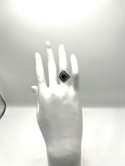 Vintage 925 Sterling Silver Filigree Ring With Blue Stone Size 5.5 Elegant State