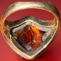 Vintage ORLANDO Art Nouveau Dark 3/4” Citrine Brass Adjustable Ring