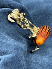 Vintage Charles Worth Bakelite Woman Mirror Brooch Pin Tribal Bongo Drum Native