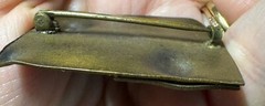 Vintage Art Nouveau Brooch Green Faceted Glass Stone C Clasp