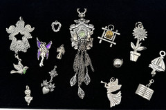 Vintage Now LOT 14 Silver Tone Pewter Pendants Charms Craft Wear Jewelry