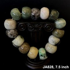 Natural Burmese Jade Jadeite Beads Bracelet Elastic, Width 18 mm