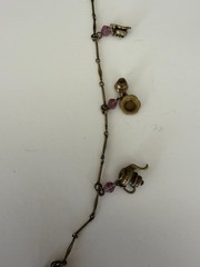 Sweet Romance USA Bronze Tone Teapot Charm Necklace w/Rose Crystal Beads 27″