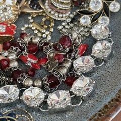 Junk Jewelry Crafting Lot Blingy Sparkling Rhinestones Junk Drawer 1lb