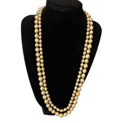 Double Strand Miriam Haskell Baroque Simulated Pearl Necklace Gold Tone Closure