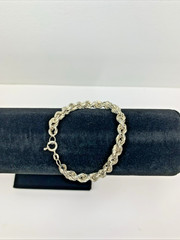 Sterling Silver 925 Italy 6MM Wide Vintage Rope Chain Bracelet 7″ 7.9g