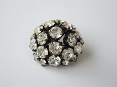 Vintage Strass Brooch Dome Shape Clear Retro Mid Century 7.2 g Ø 2.4 cm