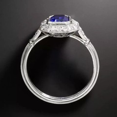 3Ct Art Deco Lab Created Sapphire Anniversary Wedding 14K White Gold Finish Ring