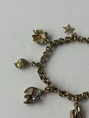 Vintage Gold Tone Lucky Charms Bracelet Unbranded Horseshoe Clover Star 6 Inch