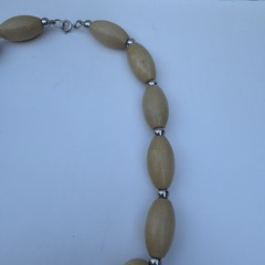 Vintage 90s Wood Bead Chunky Statement Necklace Boho Retro Women’s Jewelry