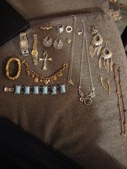 Vintage jewelry lot, Rings, Bracelets, Necklaces , Watches, earrings etc. 21 pc.