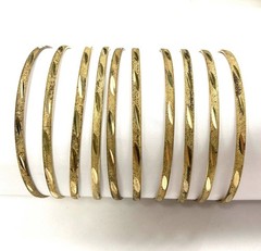 3 VINTAGE PATINA AGED SOLID BRASS 5mm. WIDE SMOOTH BANGLE BRACELETS W871