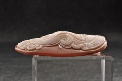 Vintage shell cameo, “The Girl with the Necklace” (60.0ct) sign by artist, Case.