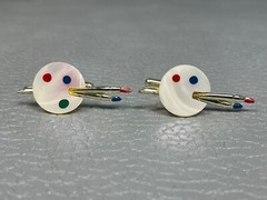 Vintage Lucite Painter’s Pallette Yellow Gold Plated Cuff Links