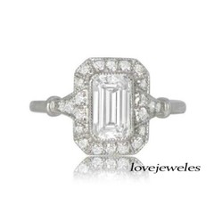 2.50CT Emerald Cut Lab-Created Diamond Vintage Halo Engagement Ring 925 Silver