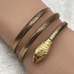 Vintage Forstner Snake Bracelet Gold Filled Triple Coil Wrap Egyptian Revival