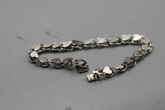 Vintage 7″ Sterling Silver Charm Bracelet Heart Design Double Chain R4