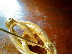 CHRISTIAN DIOR 1974 GERMAN BRUSHED GOLD TONE BROOCH PIN GIFT FOR HER MOM MOTHER