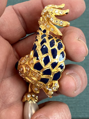 I Am Edgar Berebi my dolphin of the fountain broach Pin Vintage 24k gplate