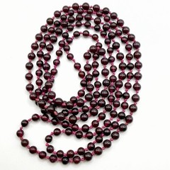 Vintage Genuine Natural Garnet Hand Knotted 4mm Bead Necklace, 38” Long