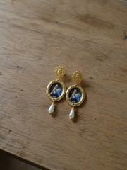 Vintage Portrait Pearl Drop Earrings Gold Baroque Victorian Rococo Dangle Gift