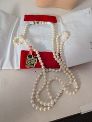 Vintage Kyoto Cultured Pearls 26 Inch Ornate Clasp Heavy Original Tag Japan New
