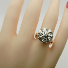 Antique Silver and 9kt Pink Gold and Rose Cut Diamond Ring size 7