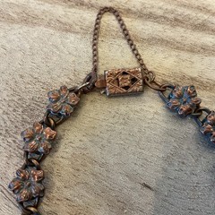 Antique Bronze-Toned Bracelet Filigree Flowers Victorian Style Size 6.75” RARE