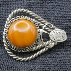 Vintage Dress Clip Faux Stone Bold Statement Twisted Silver Tone Open Work