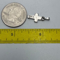 Cross Pendant Charm Silver Tone Turquoise Chip Inlay Religious Waldeck Johnson