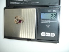 old antique 14K Rose Gold Victorian RING purple red gem Diamond Triads 3.75 2.6g