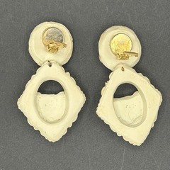 Vintage 80s 90s Jeff Lieb Elephant Clip-On Earrings Cream Gold