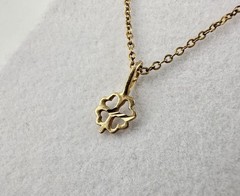 VTG 14k Yellow Gold Solid 4 Leaf Clover Heart Charm Pendant Signed Tiny Read