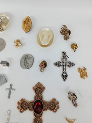 Vintage Religous Pendants, Lapel, Brooch+ Mixed Lot, 70pcs, FREE SHIP! Lot# 472