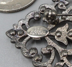 Filigree Brooch Rhinestone Floral Tulip Victorian Edwardian Medieval Titanic EUC